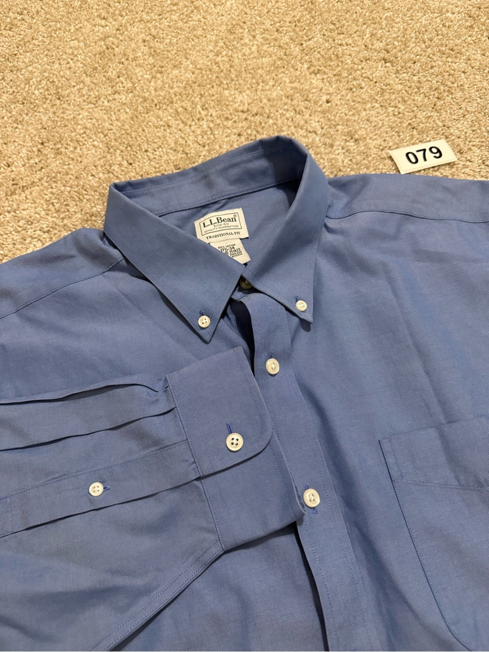 L.L. Bean Men's Traditional Fit 2XL Long Sleeve Button-Down 17.5/34 Blue